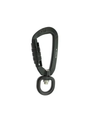 Hliníková karabina 86mm Twist-Lock s obratlíkem černá max. 400kg Výprodej