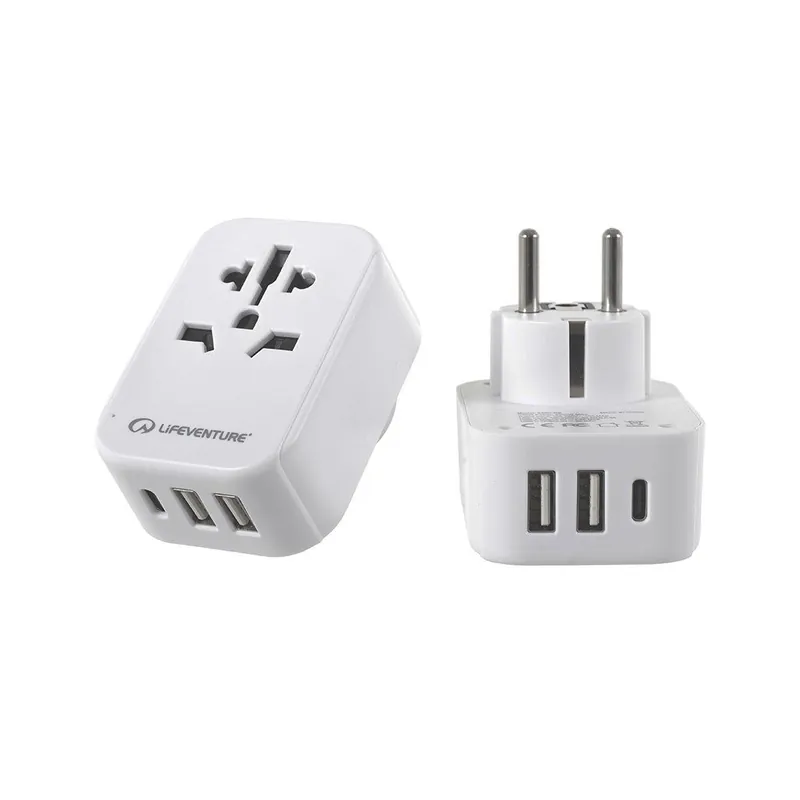 LIFEVENTURE World to Europe Travel Adaptor with USB (& USB C) Originální