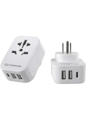 Vrácení Zdarma LIFEVENTURE World to US Travel Adaptor with USB (& USB C)