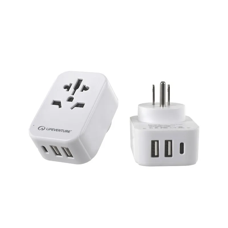 Vrácení Zdarma LIFEVENTURE World to US Travel Adaptor with USB (& USB C)