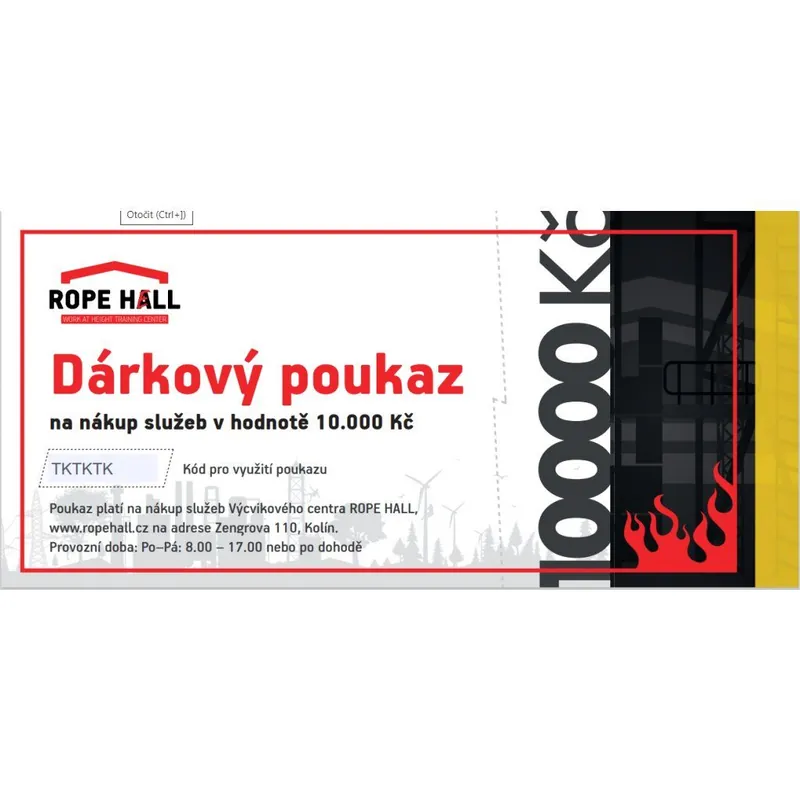 Dárkový poukaz ROPE HALL - 10000 Kč Sleva