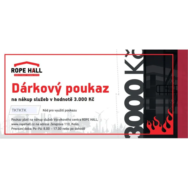 Dárkový poukaz ROPE HALL - 3000 Kč Super Cena