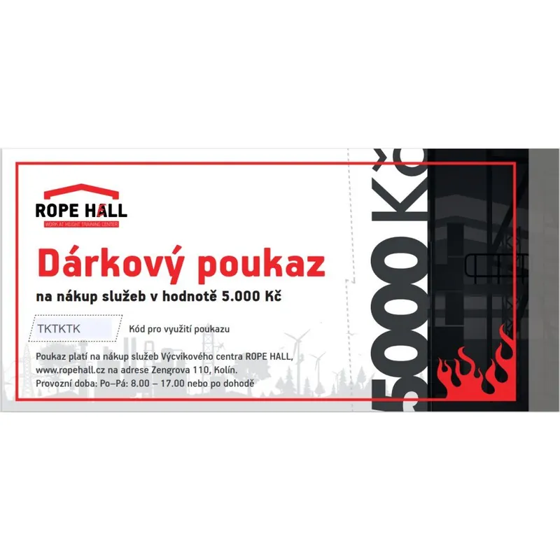 Výprodej Dárkový poukaz ROPE HALL - 5000 Kč