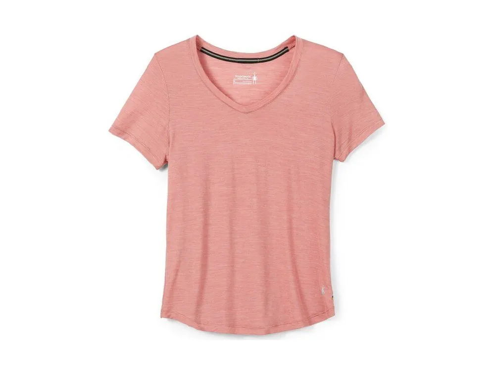 Nakupujte Hned SMARTWOOL Dámské triko W MERINO SPORT 120 V-NECK SHORT SLEEVE light mahogany – oranžové