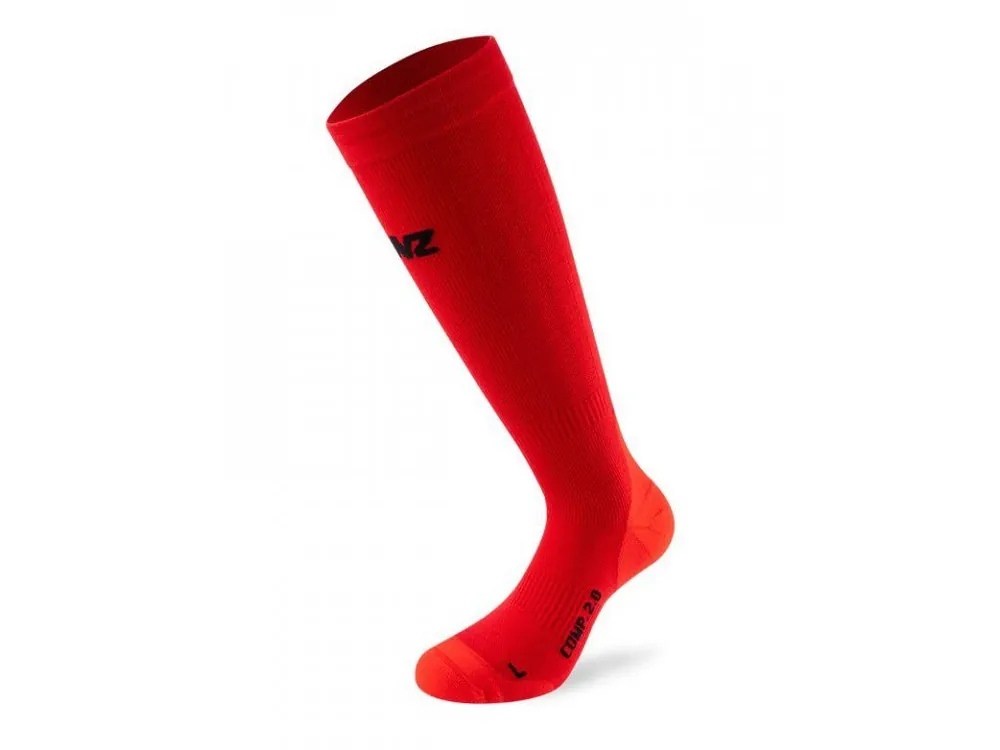 LENZ Kompresní podkolenky COMPRESSION SOCKS 2.0 MERINO - červené Víkendová Akce