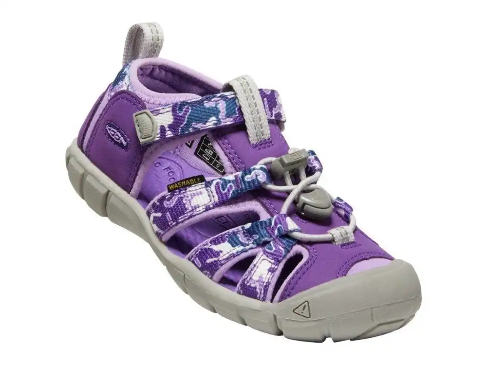 Výprodej KEEN Dětské sandály SEACAMP II CNX CHILDREN camo/tillandsia purple - fialové