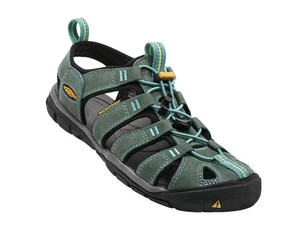 Omezená Nabídka KEEN Dámské sandály CLEARWATER CNX LEATHER WOMEN mineral blue/yellow - zelené