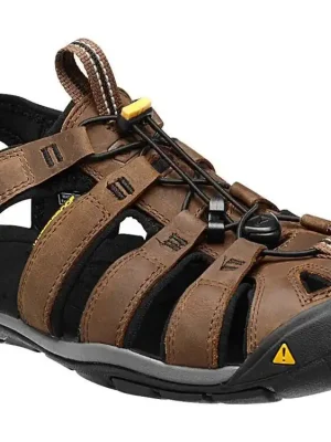 KEEN Pánské sandály CLEARWATER CNX LEATHER MEN dark earth/black - hnědé Akce