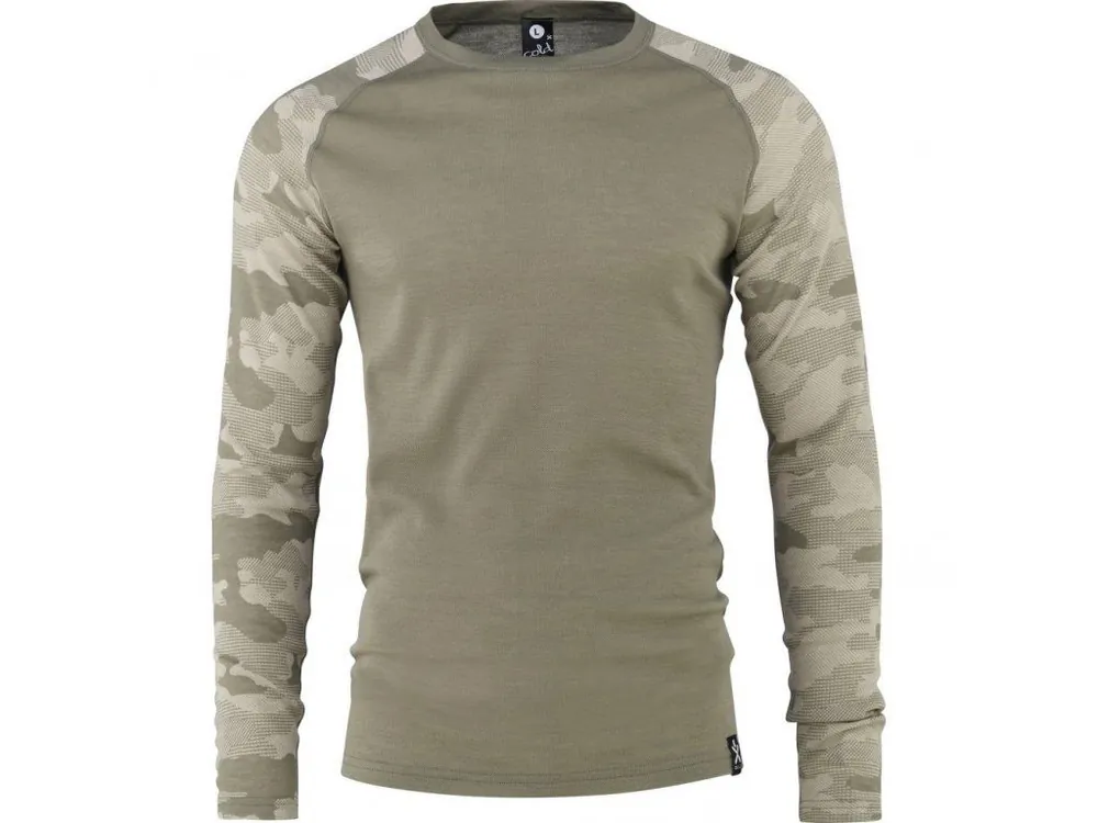 BULA Pánské funkční triko CAMO MERINO WOOL CREW Akce