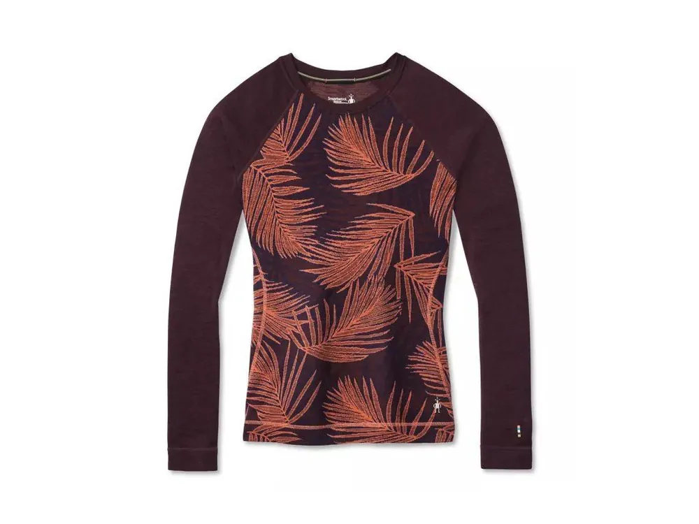 SMARTWOOL Dámské triko W MERINO 250 BASELAYER PATTERN CREW BXD sunset coral palm - růžové Nejlepší Cena