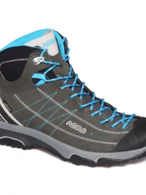 ASOLO Dámské trekové boty NUCLEON MID GV ML graphite/silver/cyan blue - šedé Oblíbený
