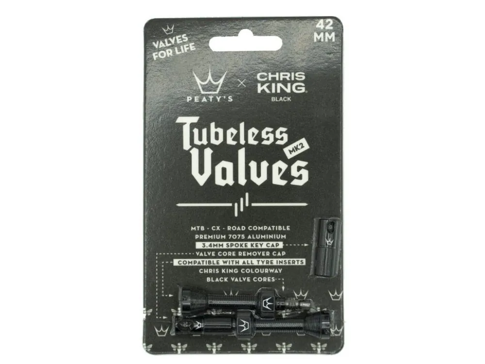 Vrácení Zdarma Bezdušové ventilky PEATY'S X CHRIS KING (MK2) 42MM (PTV2-42-BLK-12)