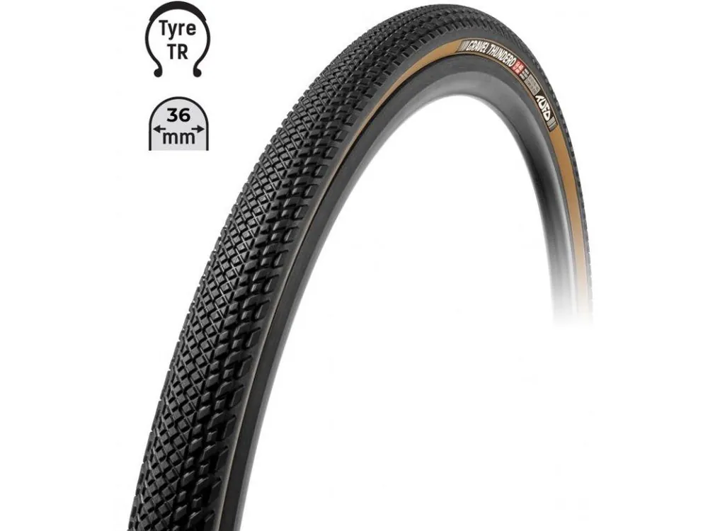 Plášť TUFO Gravel THUNDERO 700x36C, bezdušový, črn/béž Omezená Nabídka