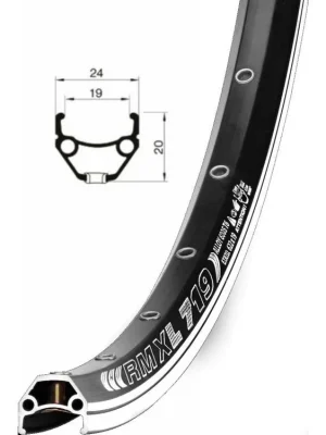 Ráfek REMERX DRAGON 719 V-brake 622x19 36děr černý nýt Značkový