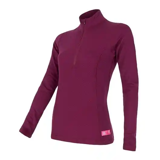 Triko dlouhé dámské SENSOR MERINO WOOL DF zip lilla Nová Kolekce