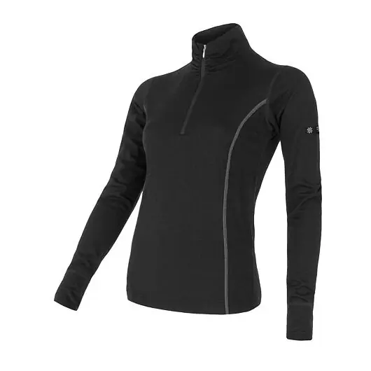 Triko dlouhé dámské SENSOR MERINO ACTIVE zip černé Ověřený