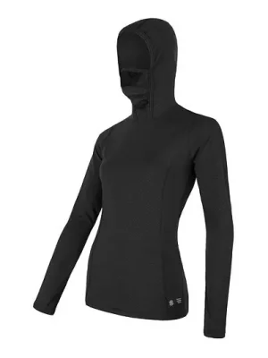 Triko dlouhé dámské SENSOR MERINO DOUBLE FACE s kapucou černé Vrácení Zdarma