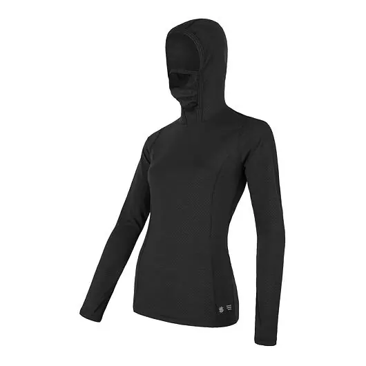 Triko dlouhé dámské SENSOR MERINO DOUBLE FACE s kapucou černé Vrácení Zdarma
