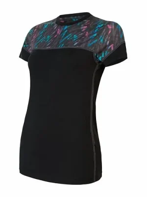 Triko krátké dámské SENSOR MERINO IMPRESS černá/stripes Sleva