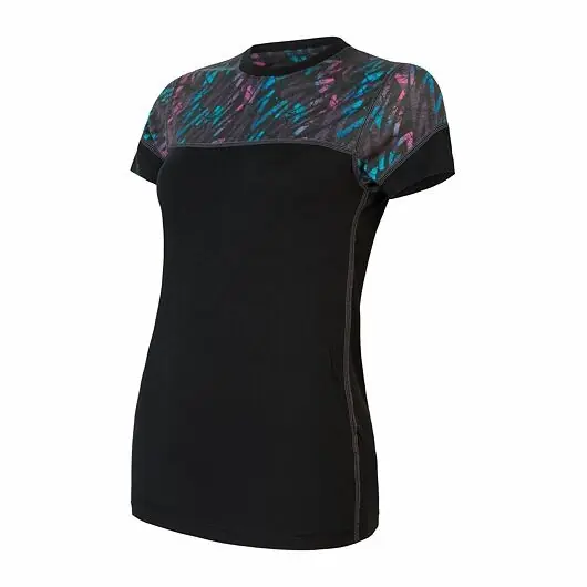 Triko krátké dámské SENSOR MERINO IMPRESS černá/stripes Sleva