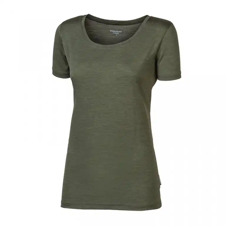 Triko krátké dámské Progress MERINO khaki melír Super Cena