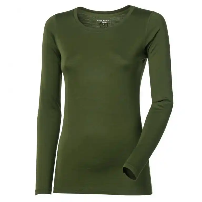 Triko dlouhé dámské Progress merino khaki melír Aktuální