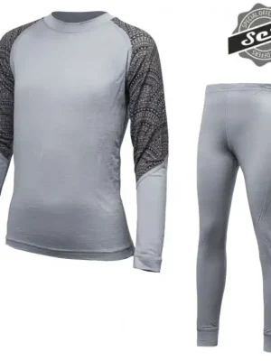 Hit Sezóny Triko dlouhé dětské SENSOR MERINO IMPRESS+spodky set šedá/maori