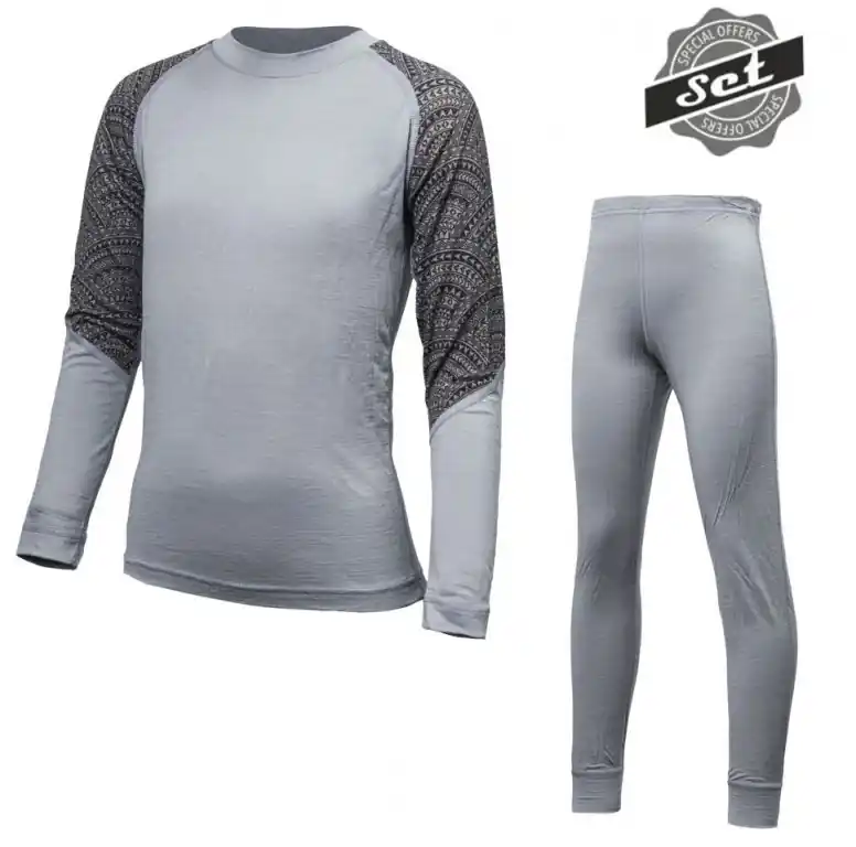 Hit Sezóny Triko dlouhé dětské SENSOR MERINO IMPRESS+spodky set šedá/maori