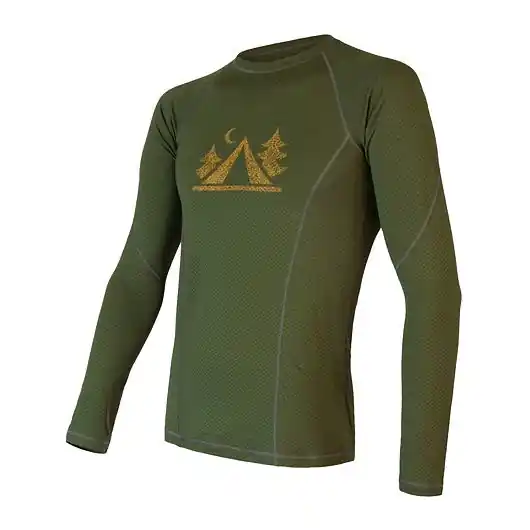 Triko dlouhé pánské SENSOR MERINO DOUBLE FACE CAMP safari Oblíbený