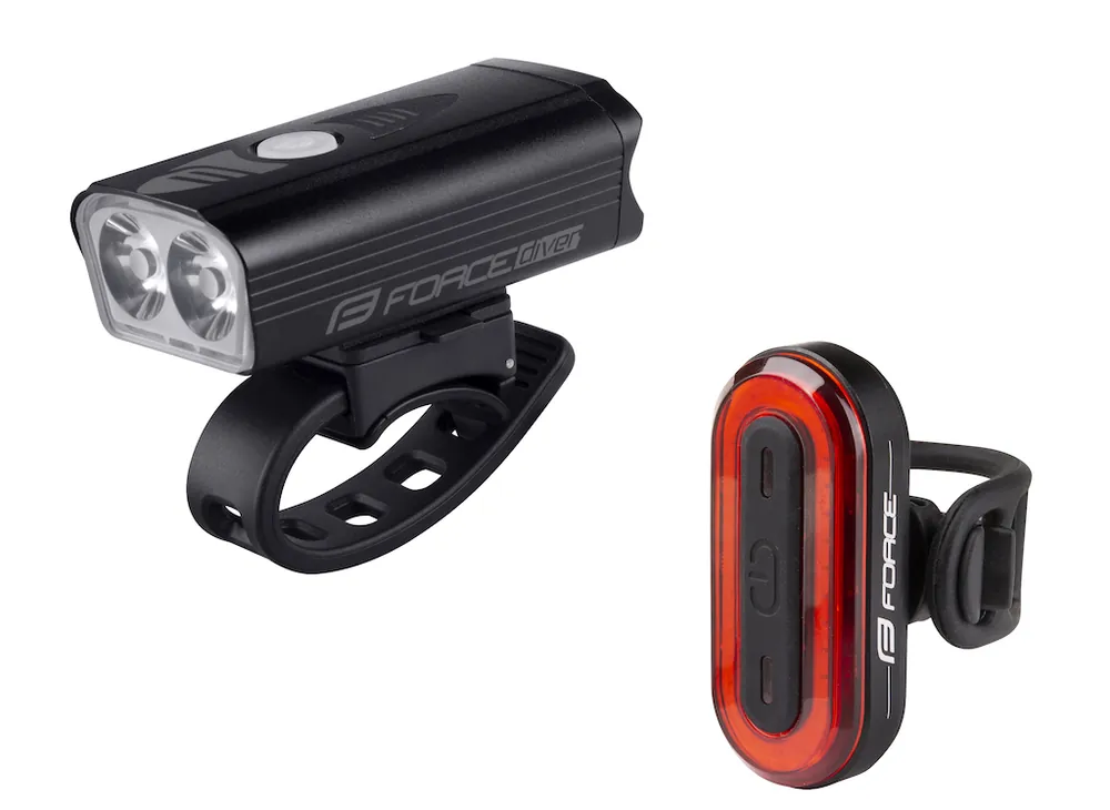 Sada světel FORCE DIVER ARC USB přední+zadní Expresní Doručení
