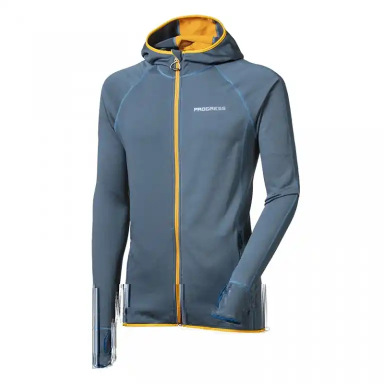 Novinka Mikina pánská Progress TOREZ HOODY modrošedá/ kari
