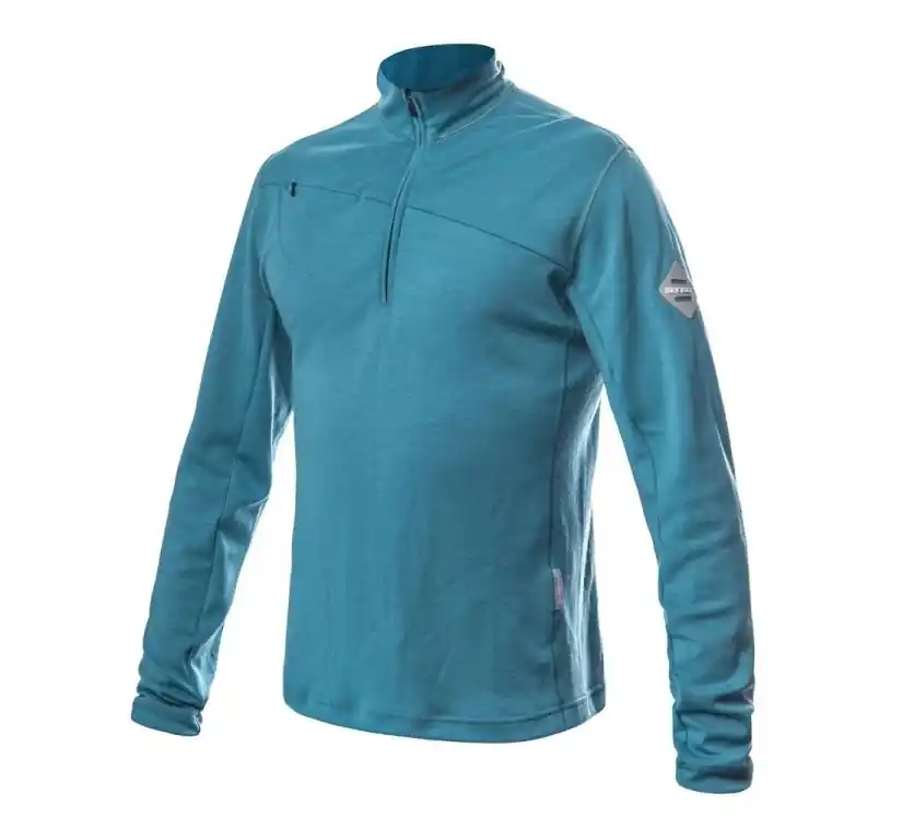 Mikina pánská SENSOR MERINO UPPER zip tyrkysová Akce