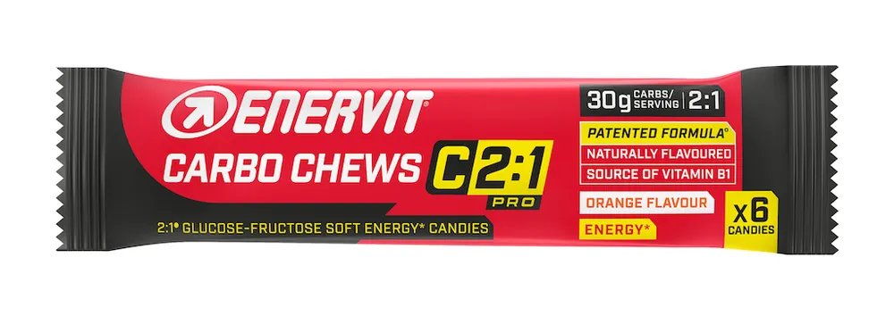 Autentický ENERVIT Carbo Chews C2:1,34 g/6 želatinek pomeranč