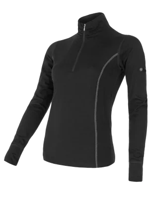 Dokud Zásoby Vydrží Dámské triko dl.rukáv stoják zip SENSOR MERINO ACTIVE černá