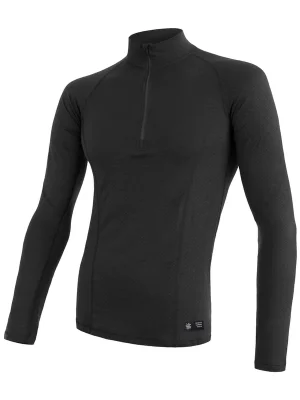 Pánské triko dl.rukáv zip SENSOR MERINO DF černá Omezená Nabídka
