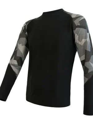 Must-Have Pánské triko dl.rukáv SENSOR MERINO IMPRESS černá/camo