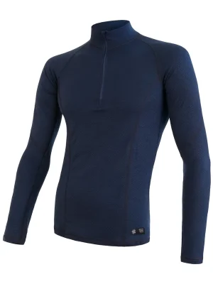 Pánské triko dl.rukáv zip SENSOR MERINO DF deep blue Značkový