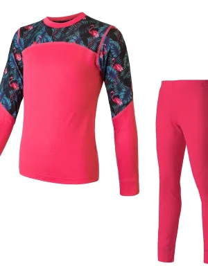 Vrácení Zdarma Dětské triko dl.rukáv + spodky SENSOR MERINO IMPRESS SET magenta/floral