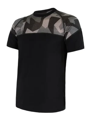 Pánské triko kr.rukáv SENSOR MERINO IMPRESS černá/camo Aktuální