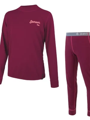 Juniorské triko dl.rukáv + spodky SENSOR DOUBLE FACE SET LOGO lilla Autentický