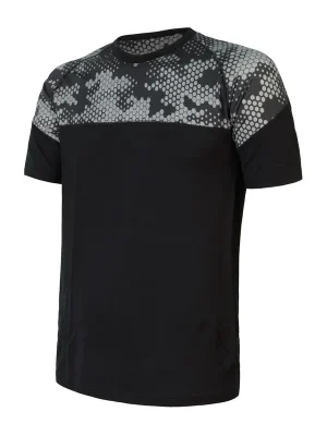 Pánské triko kr.rukáv SENSOR MERINO IMPRESS černá/honeycomb Akce