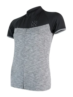 Dámský dres kr.rukáv celozip SENSOR CYKLO MOTION šedá/černá Levný