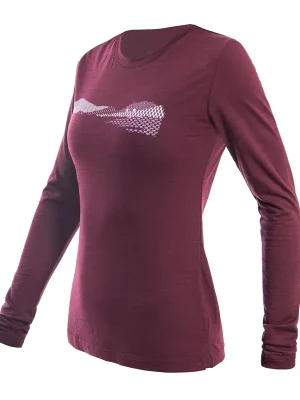 Dámské triko dl.rukáv SENSOR MERINO AIR HILLS port red Akční Nabídka