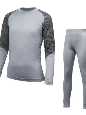 Dětské triko dl.rukáv + spodky SENSOR MERINO IMPRESS SET šedá/maori Vysoce Kvalitní