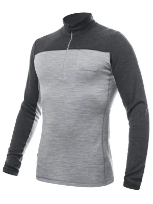 Levný Pánské triko dl.rukáv zip SENSOR MERINO BOLD cool gray/anthracite