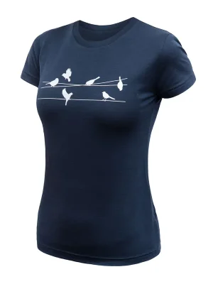 Rychlé Dodání Dámské triko kr.rukáv SENSOR MERINO ACTIVE SONGBIRDS deep blue