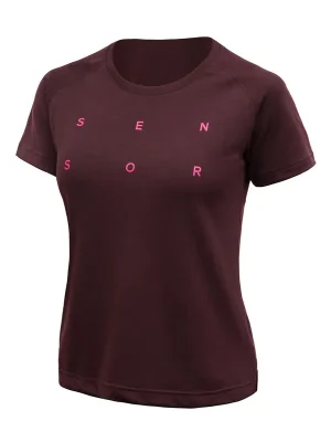 Super Cena Dámské triko kr.rukáv SENSOR MERINO BLEND TYPO port red