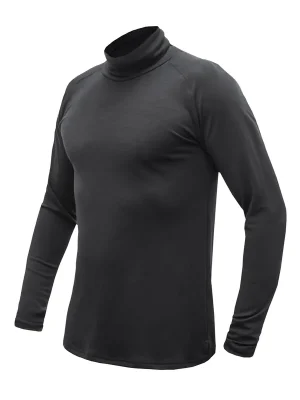 Pánské triko dl.rukáv rolák SENSOR MERINO BLEND černá Zlevněný