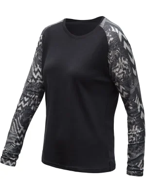 Dámské triko dl.rukáv SENSOR MERINO BLEND IMPRESS černá/zebra Výprodej