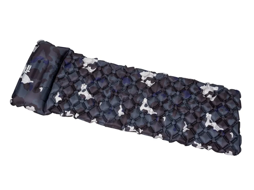 Nafukovací karimatka šedobéžová maskovací s polštářkem 5cm Oblíbený